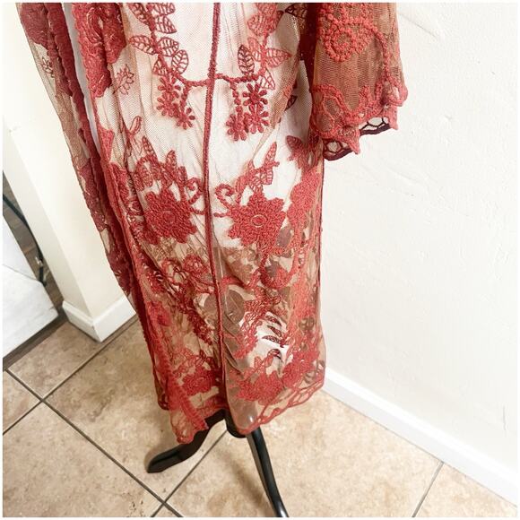 Shyanne Embroidered Cardigan Womens O/S Brown Resort Beachy Coastal Boho Western - Picture 12 of 14